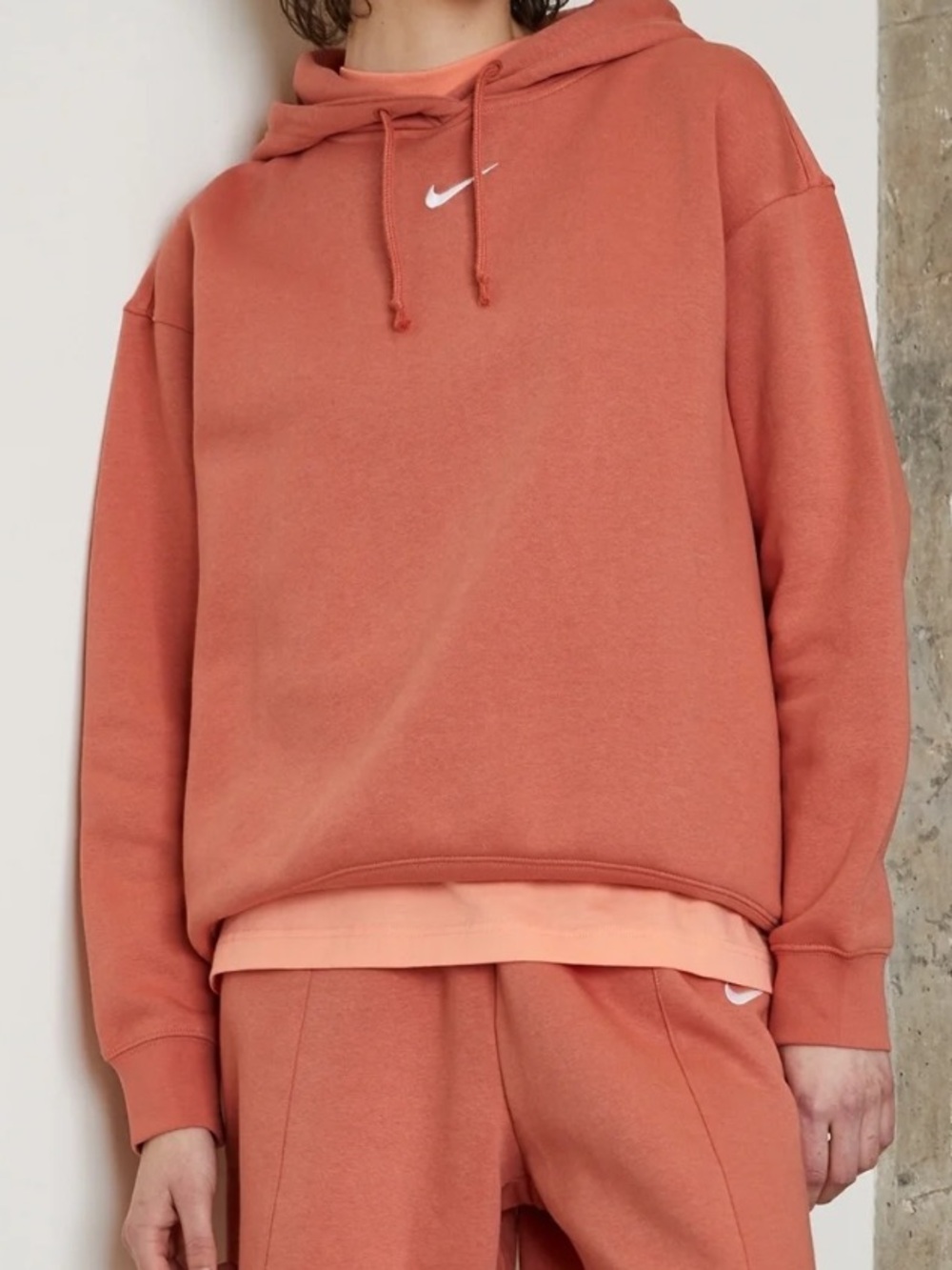 Nike Women’s Sportswear Oversized Fleece Hoodie Rust Orange Size S